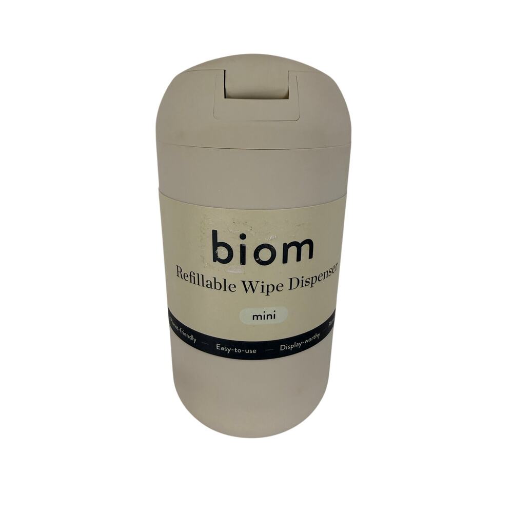Biom Mini Refillable Wipe Dispenser Cream Travel Size Magnetic Lid BPA Free